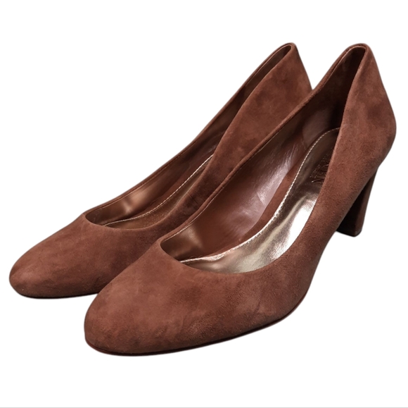 Lauren Ralph Lauren Hala Block Heel Pump Brown Suede SZ 8.5B - Picture 2 of 9